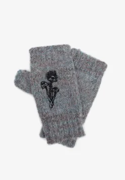 Mandragore Embroidered Knit Fingerless Gloves