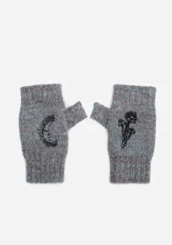 Mandragore Embroidered Knit Fingerless Gloves