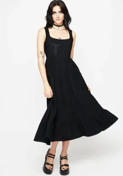 Mandrake Linen-Blend Embroidered Midi Dress