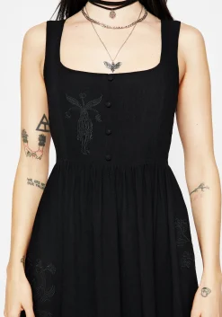 Mandrake Linen-Blend Embroidered Midi Dress