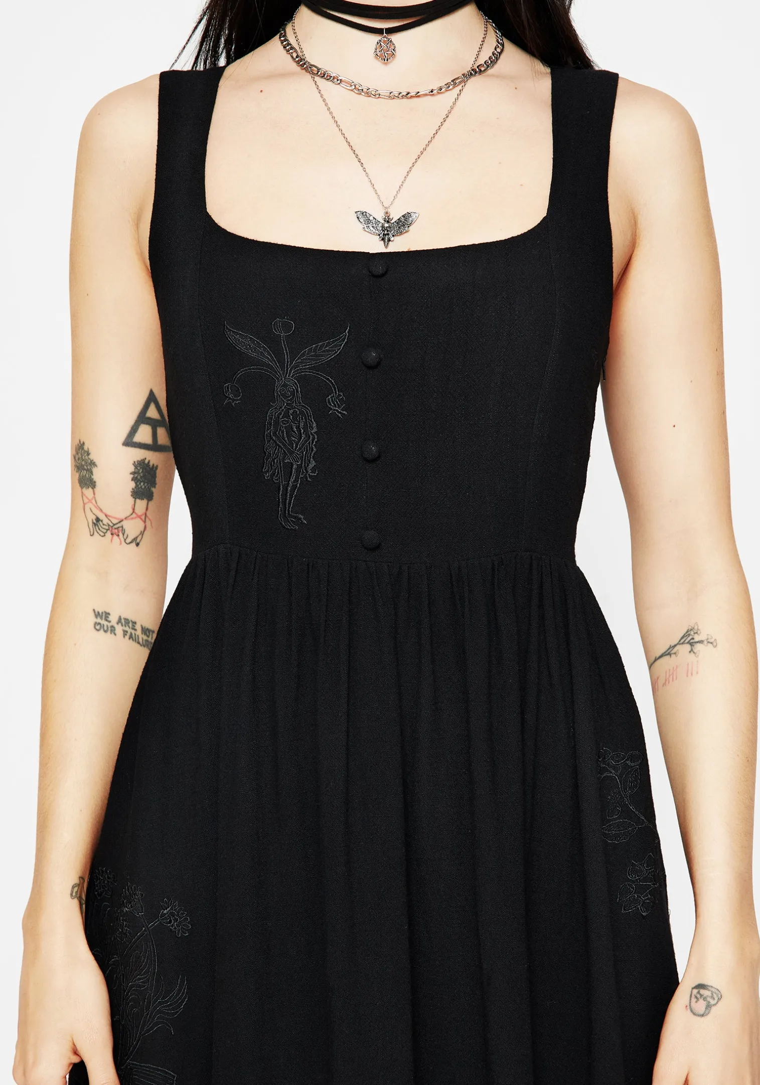 Mandrake Linen-Blend Embroidered Midi Dress
