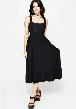 Mandrake Linen-Blend Embroidered Midi Dress