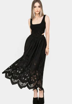 Maple Broderie Hem Maxi Skirt