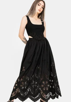 Maple Broderie Hem Maxi Skirt