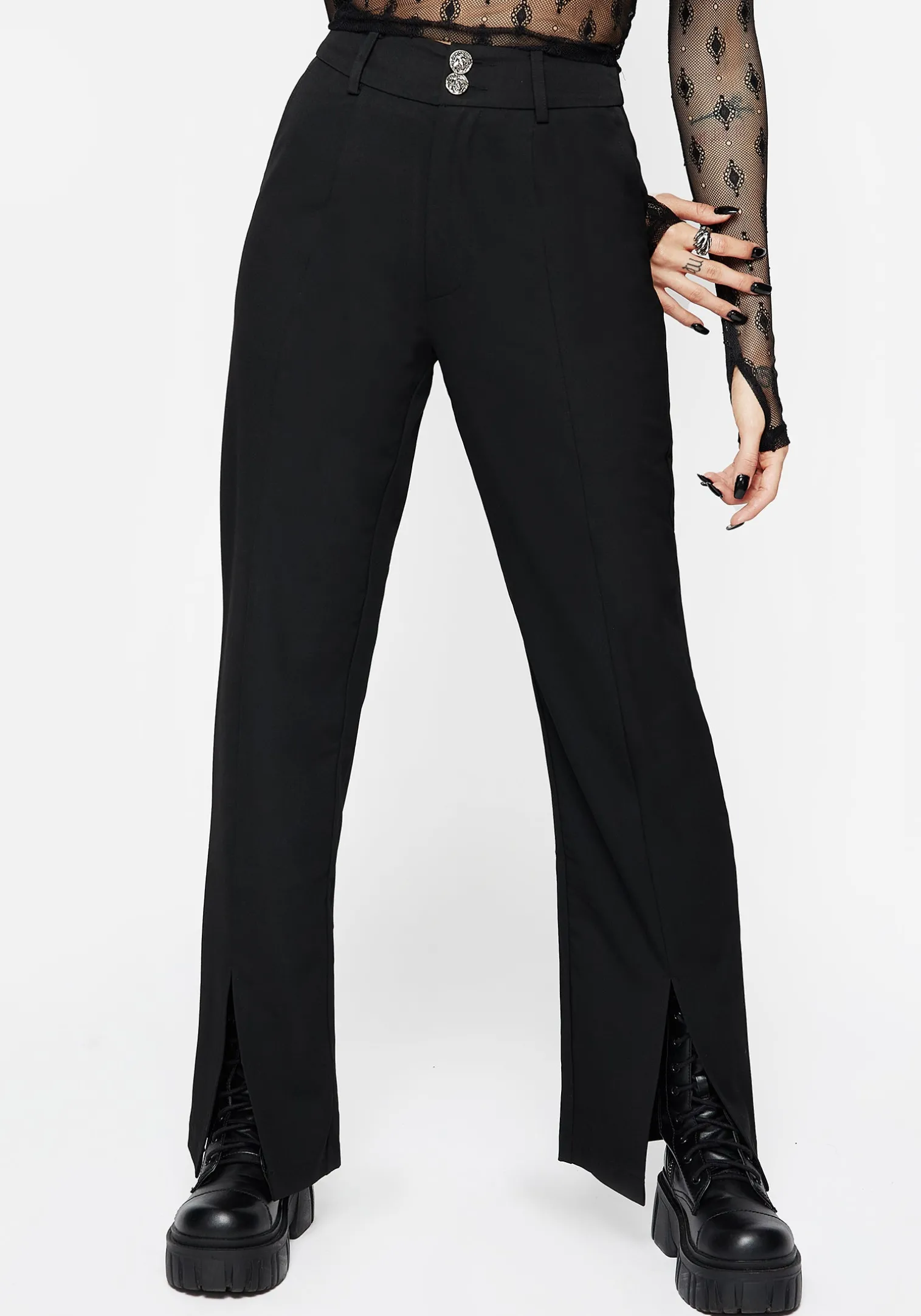 Marian Front Split Straight Leg Tailored Trousers