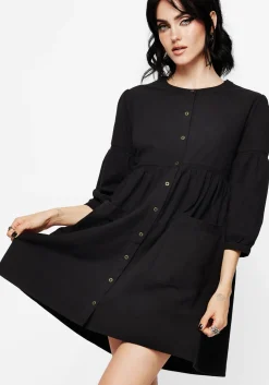 Marigold Cotton Button Up Smock Mini Dress