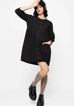 Marigold Cotton Button Up Smock Mini Dress