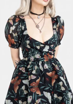 Mariposa Puff Sleeve Organza Midi Dress