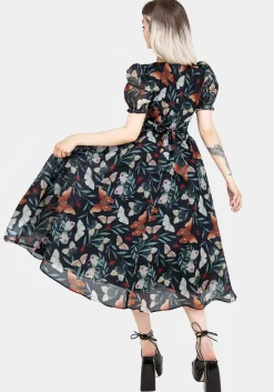 Mariposa Puff Sleeve Organza Midi Dress