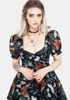 Mariposa Puff Sleeve Organza Midi Dress