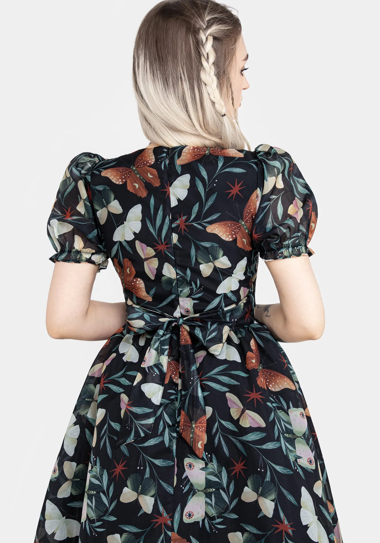 Mariposa Puff Sleeve Organza Midi Dress