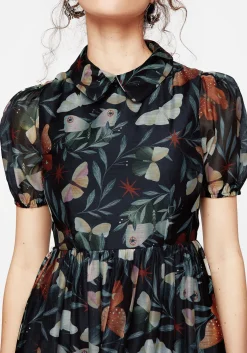 Mariposa Puff Sleeve Organza Maxi Shirt Dress