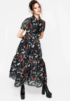 Mariposa Puff Sleeve Organza Maxi Shirt Dress