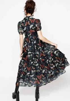 Mariposa Puff Sleeve Organza Maxi Shirt Dress