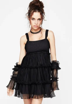 Marquise Crinkle Cami Mini Dress with Sleeves