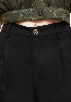 Marsilea Fern Embroidered Tapered Tailored Trousers