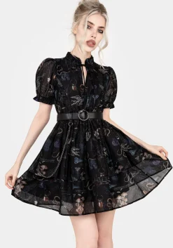 Maudeline Victoriana Print Layered Organza Mini Dress