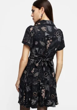 Maudeline Victoriana Print Eco-Viscose Mini Shirt Dress