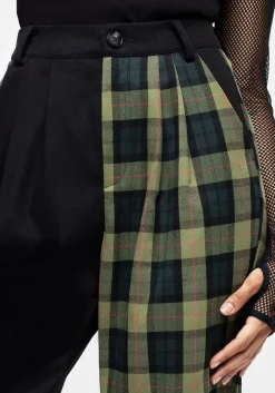 Mayflower Spliced Check High Waist Tapered Trousers
