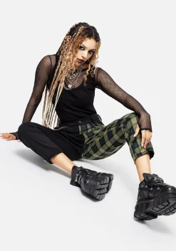 Mayflower Spliced Check High Waist Tapered Trousers