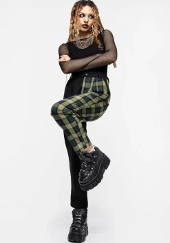Mayflower Spliced Check High Waist Tapered Trousers