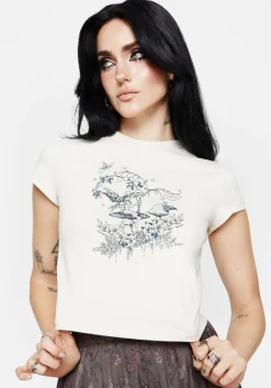 Maypole Cotton Fairy Print Crop T-Shirt