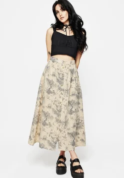 Maypole Cotton Print Button Up Midaxi Skirt
