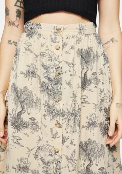 Maypole Cotton Print Button Up Midaxi Skirt