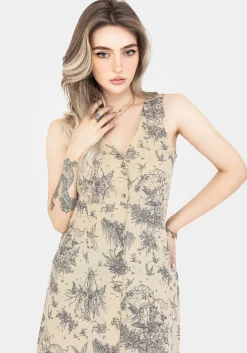 Maypole Cotton Print Button Up Midaxi Dress