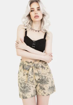 Maypole Cotton Print Paperbag Shorts