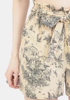 Maypole Cotton Print Paperbag Shorts