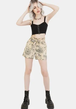 Maypole Cotton Print Paperbag Shorts
