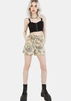 Maypole Cotton Print Paperbag Shorts