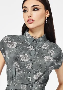 Meadow Floral Serpent Print Midi Shirt Dress
