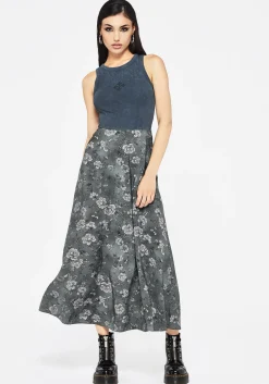 Meadow Floral Serpent Print Midaxi Skirt