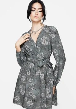 Meadow Floral Serpent Print Mini Wrap Dress