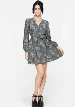 Meadow Floral Serpent Print Mini Wrap Dress