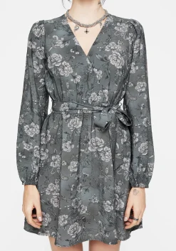 Meadow Floral Serpent Print Mini Wrap Dress