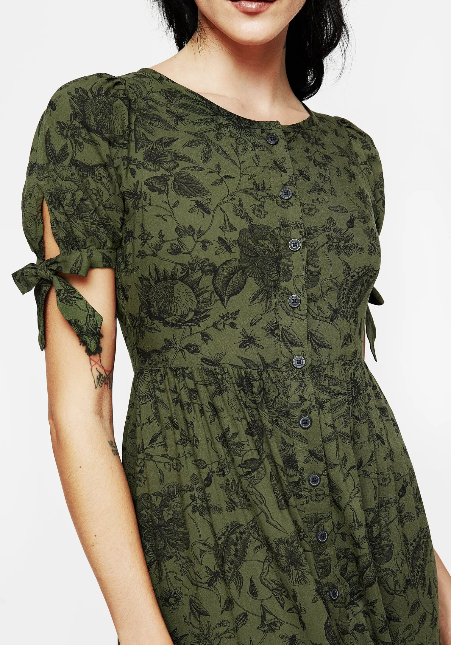 Meadowflowers Floral Print Button Up Tiered Midaxi Dress