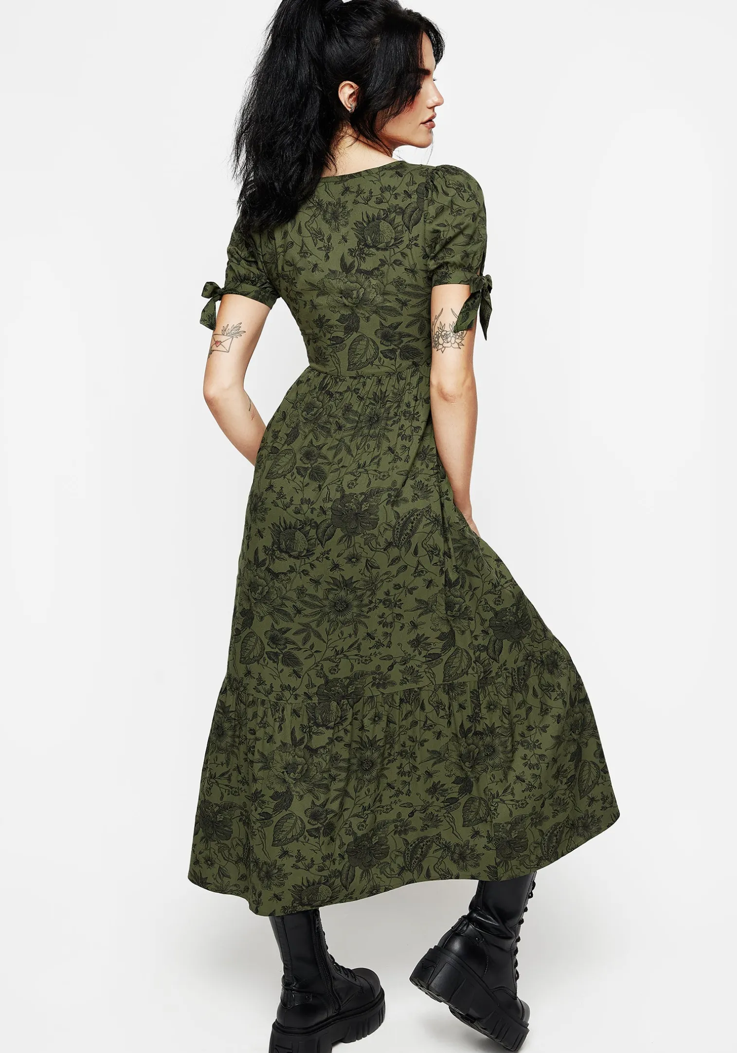 Meadowflowers Floral Print Button Up Tiered Midaxi Dress