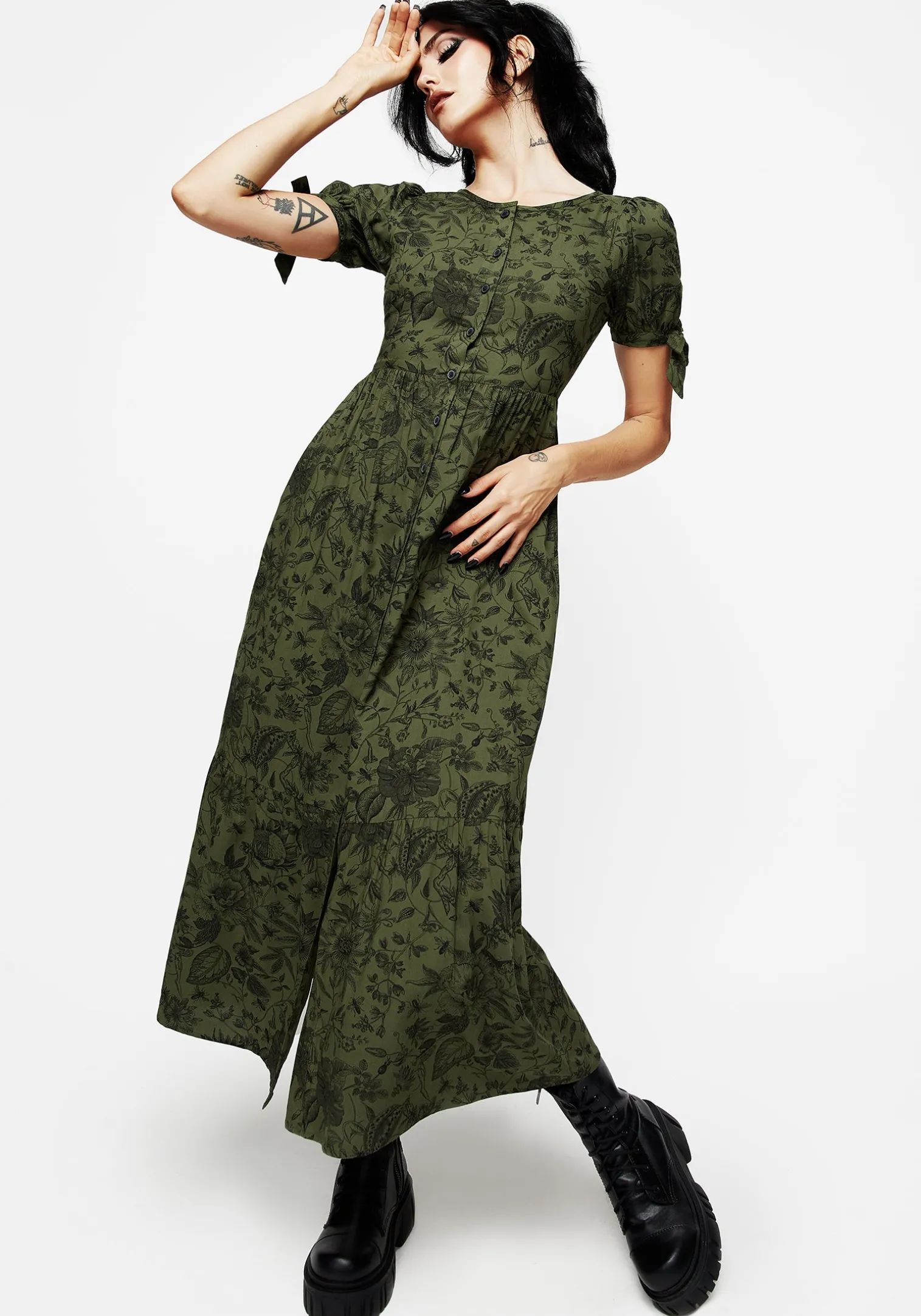 Meadowflowers Floral Print Button Up Tiered Midaxi Dress
