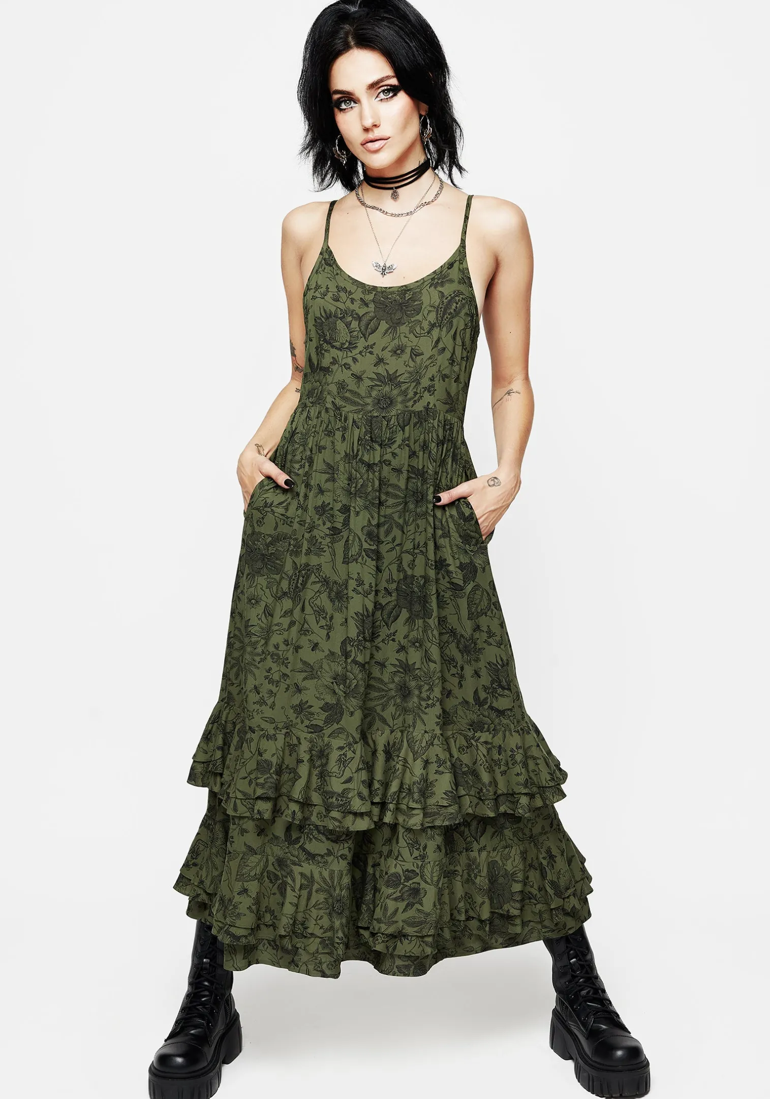 Meadowflowers Floral Print Tiered Midaxi Cami Dress