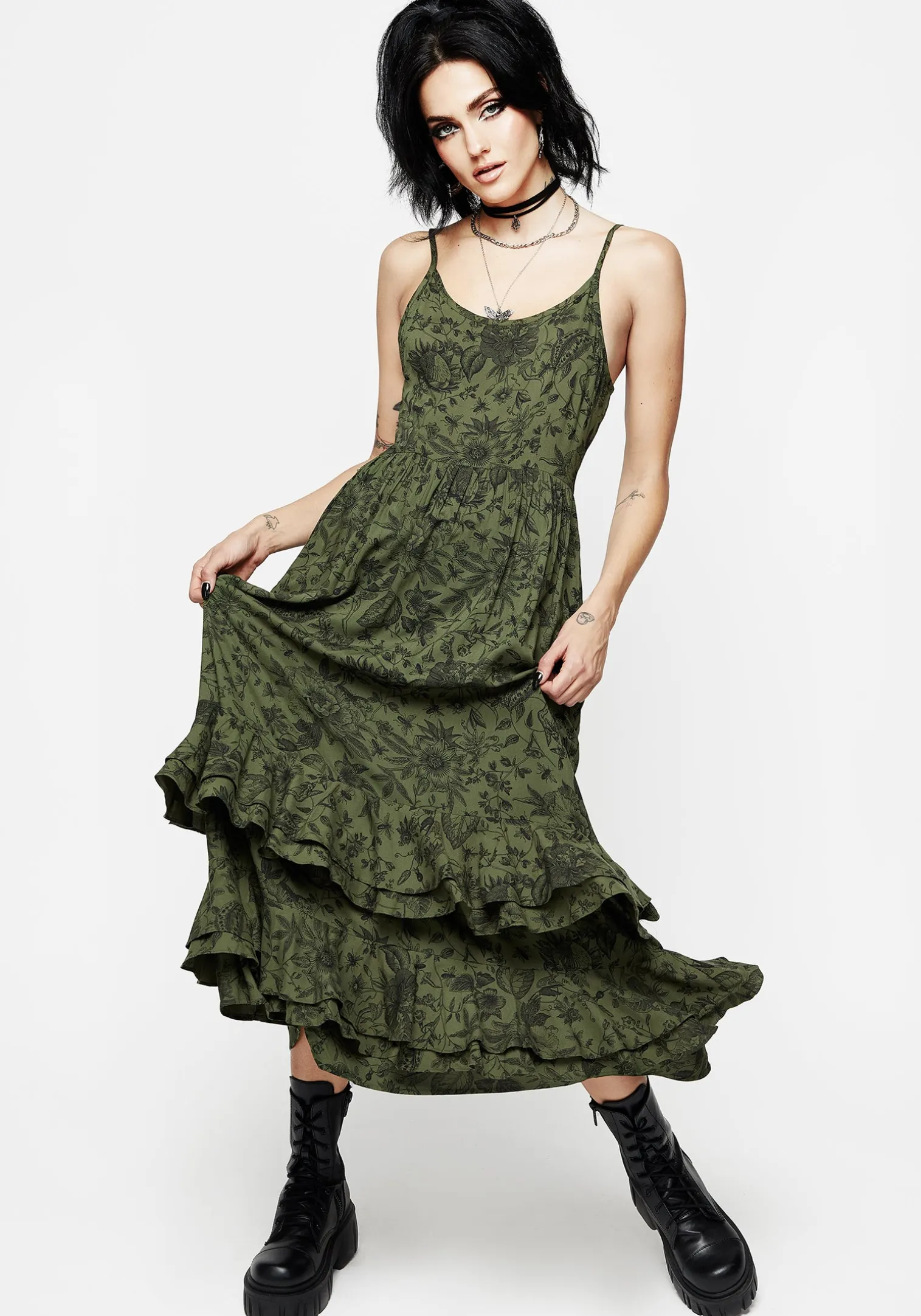 Meadowflowers Floral Print Tiered Midaxi Cami Dress