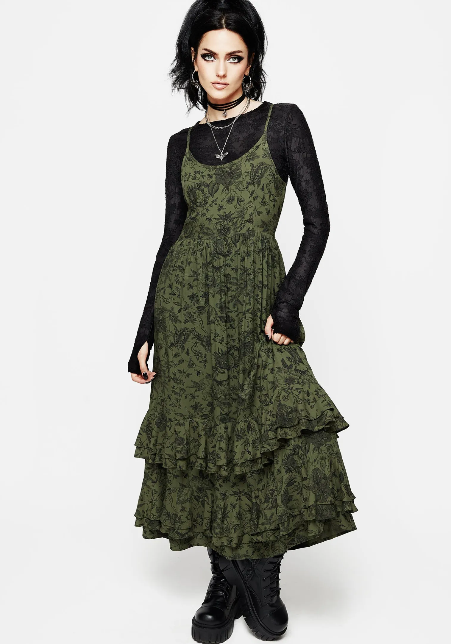 Meadowflowers Floral Print Tiered Midaxi Cami Dress