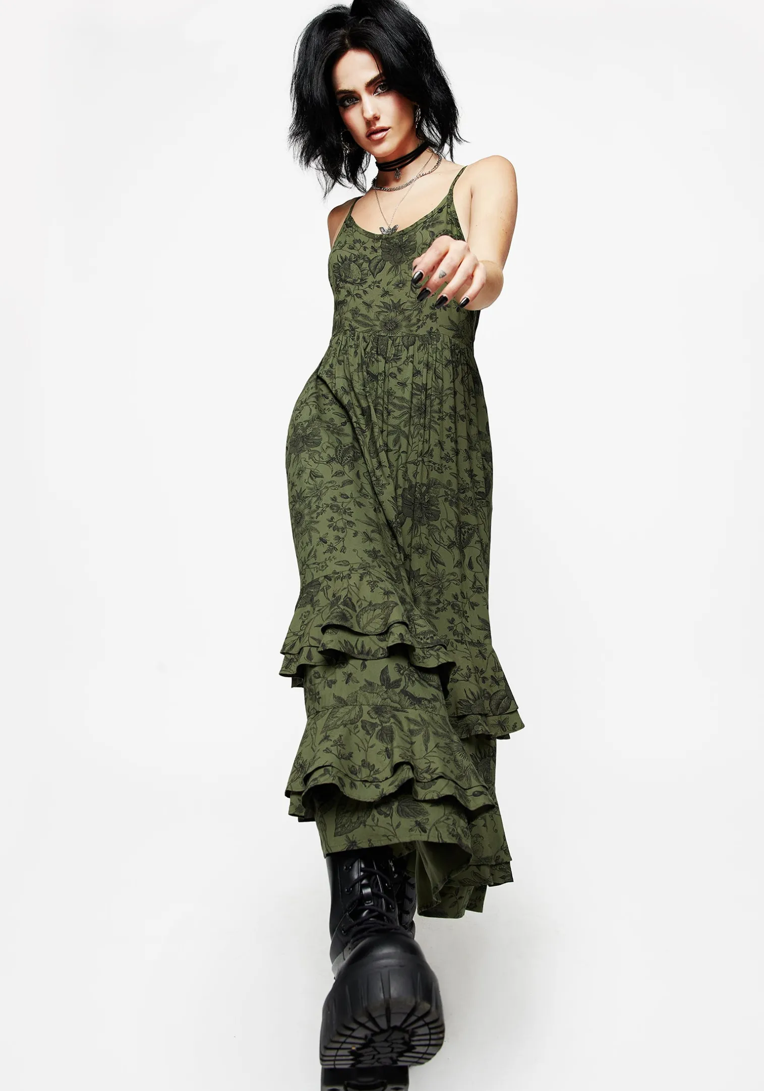 Meadowflowers Floral Print Tiered Midaxi Cami Dress