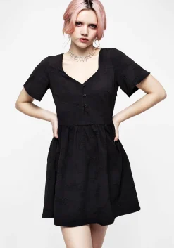 Medea Button Jacquard Floral Mini Dress
