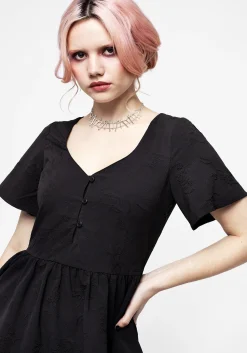 Medea Button Jacquard Floral Mini Dress