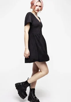 Medea Button Jacquard Floral Mini Dress