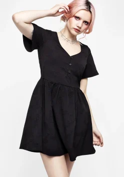 Medea Button Jacquard Floral Mini Dress
