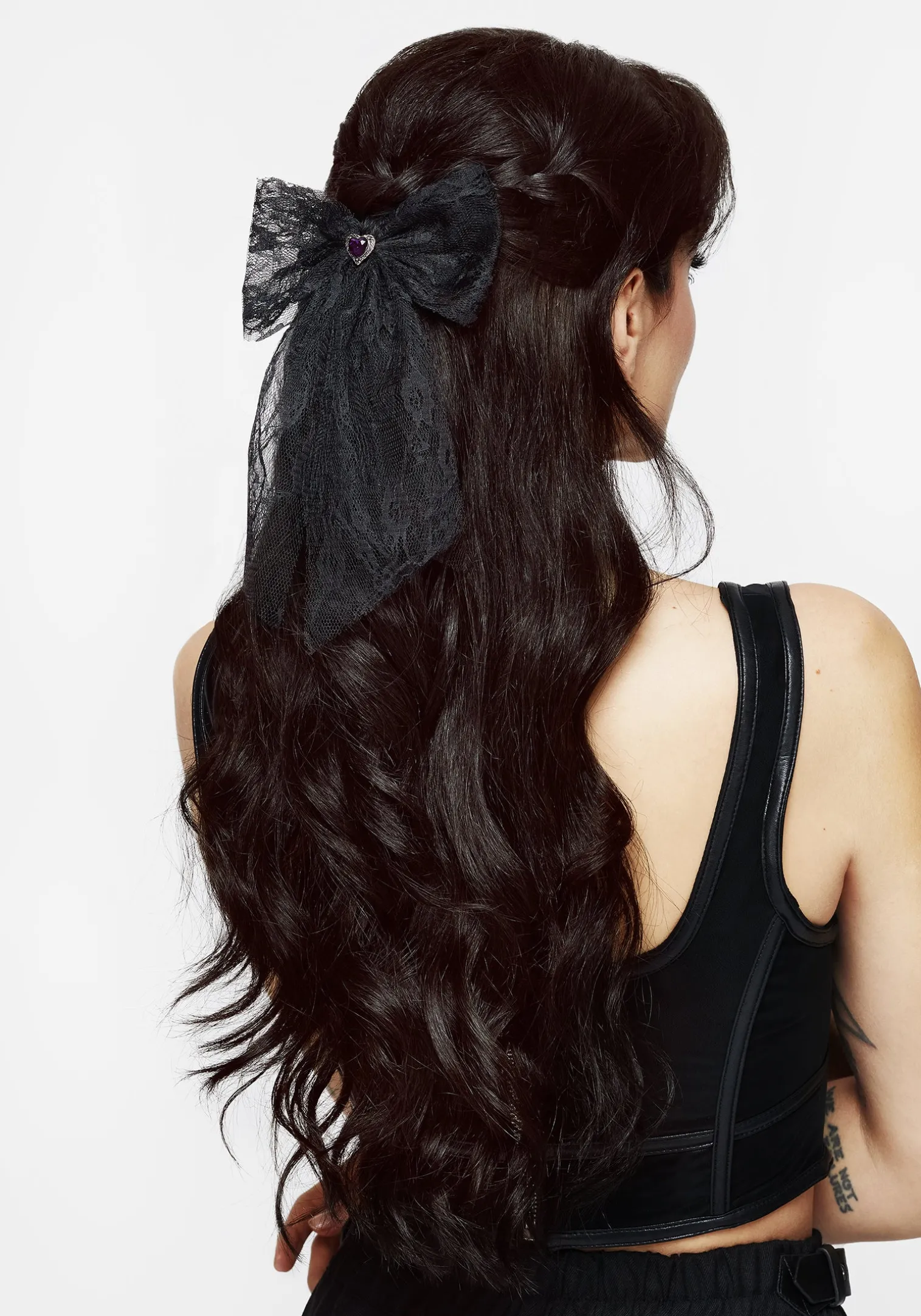 Melanie Heart Lace Hair Bow